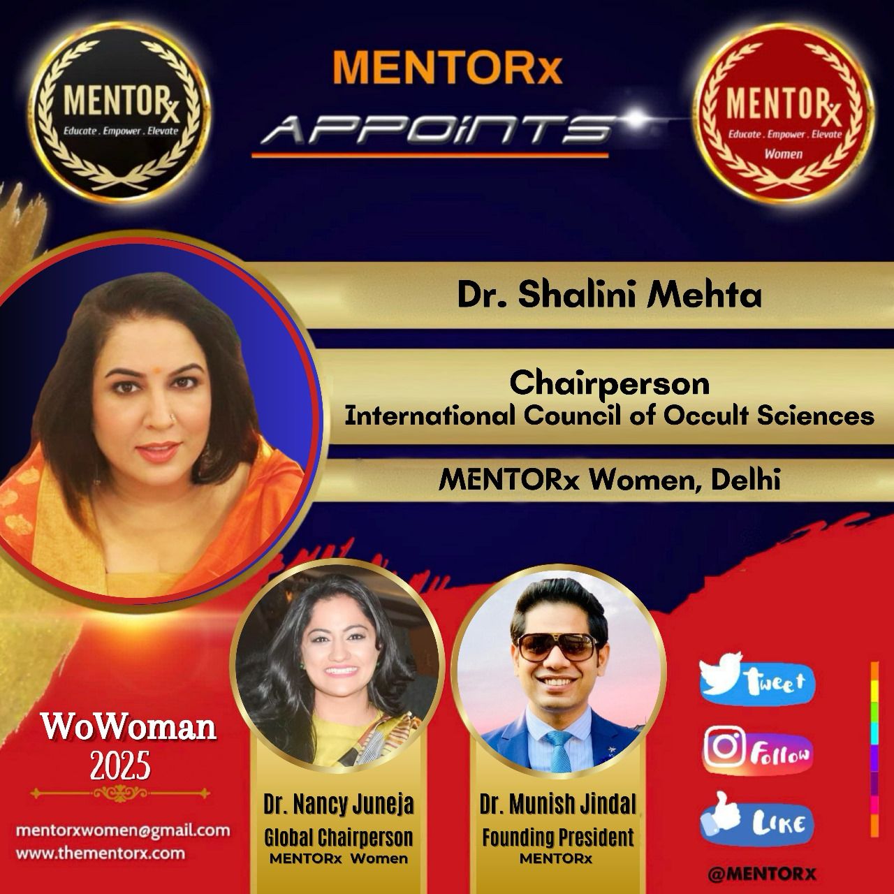 Dr Shalini Mehta appointed Chairperson